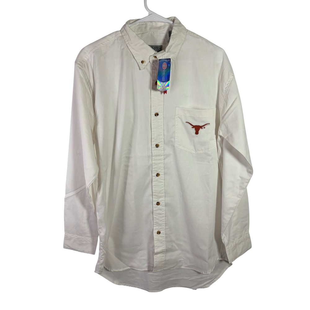 Campus Specialties Texas Longhorns Mens Large White Button Down Shirt NWT Cotton